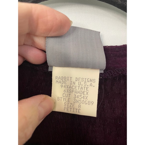 VTG Rabbit Designs Burgundy Sparkle Button Front Cardigan Tunic Petite Size 8 - Picture 4 of 11